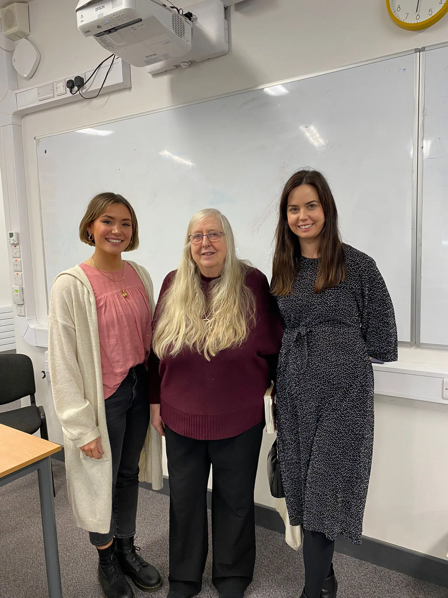 Maynooth Community College teachers pictured with Leaving Cert Poet, Eiléan Ní Chuilleanáin