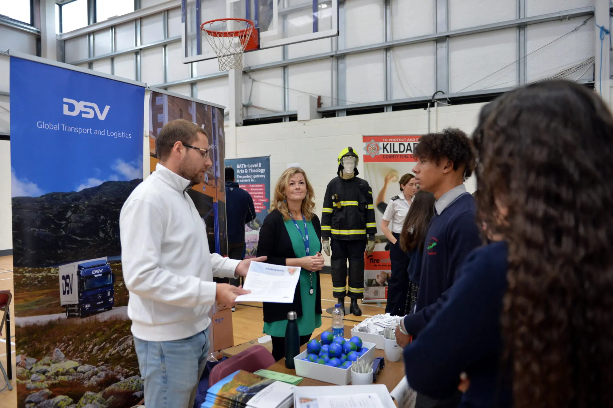 Students at the Global Transport and Logistics stand at the St. Conleth's community college careers fair 