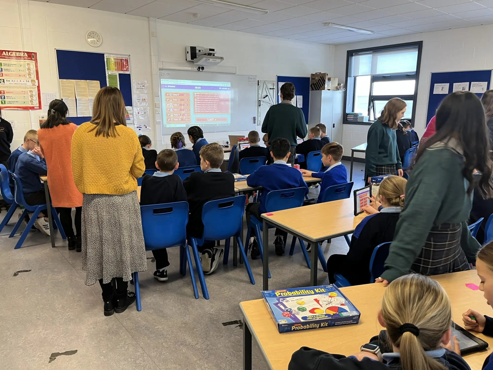 sixth class students at St. Conleths Community College taking part in a maths quiz with the Conleths Community College students