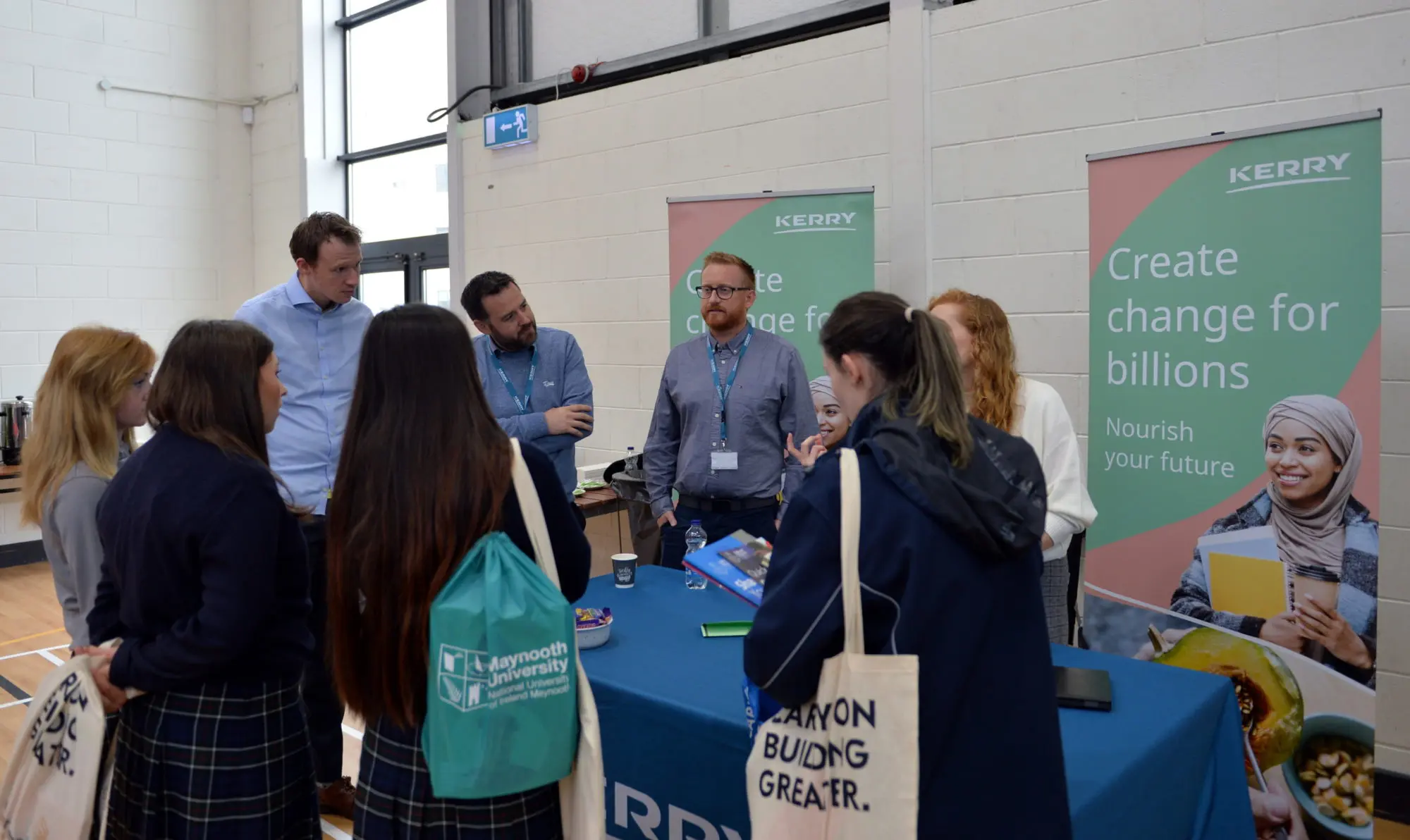 Students at the Kerry stand at the St. Conleth's community college careers fair 