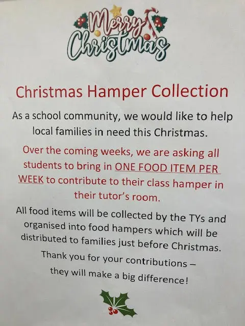 Christmas Hamper collection information poster