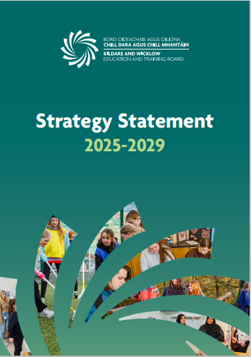Cover of the KWETB Strategy Statement 2025-2029, featuring the KWETB logo and images if learners and community activities. 