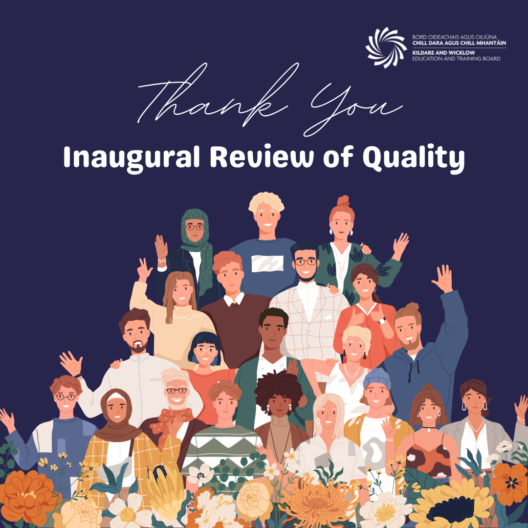 Thank you image for the participants of the inaugural review of quality. Image of animated crowd waving.